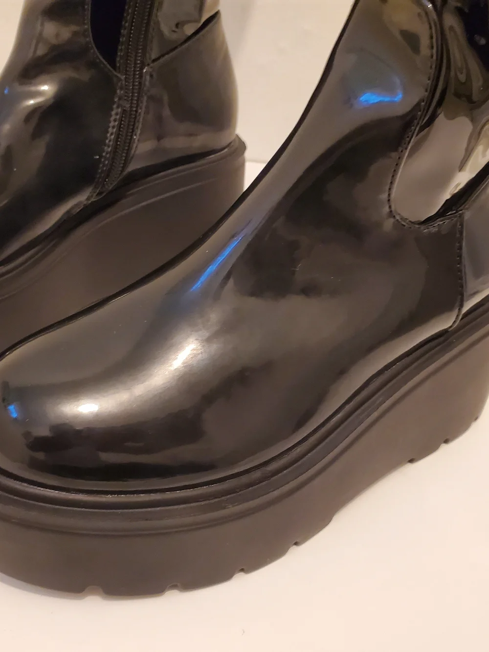 Women’s Black Patent Knee-High Platform Boots
